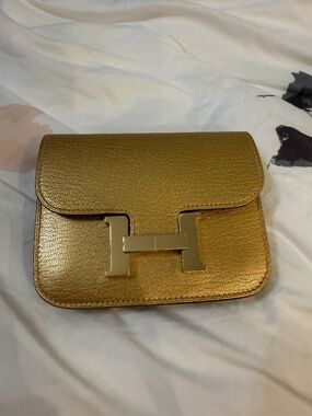 Hermès Constance Slim Wallet Dore Chevre Chamkilight Permabrass Hardware